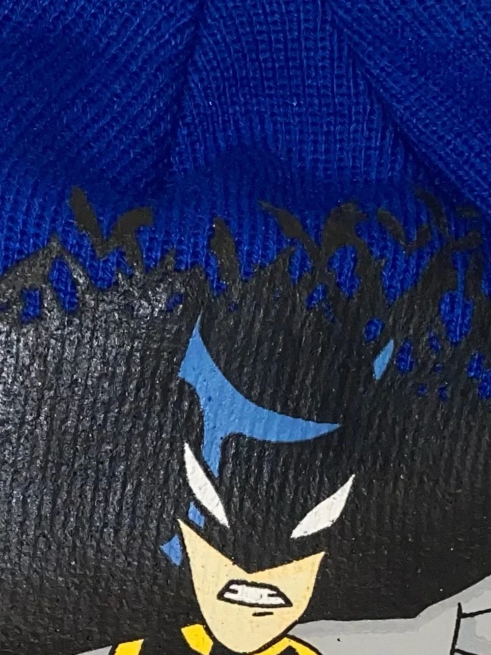 DC Comics Boys Batman Winter Beanie Hat & Mittens Gloves Set Blue Yellow OS
